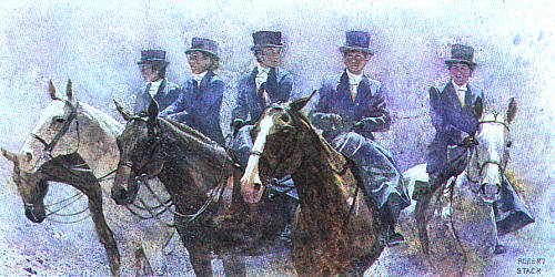 ladys sidesaddle riding horse print